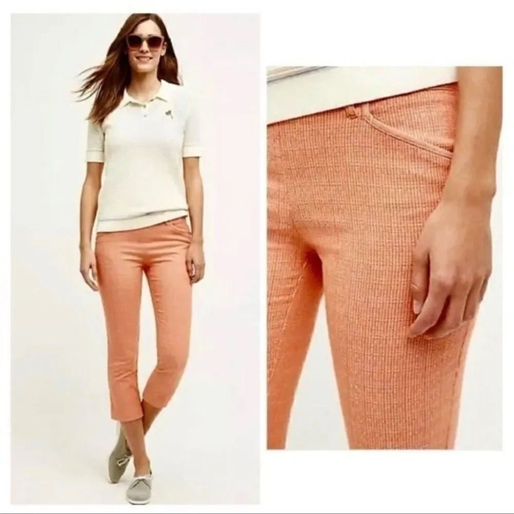 Anthropologie Cartonnier Charlie Cropped Trouser Orange Stripe Size 6